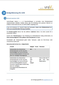 Vorschau des Bußgeldkatalogs LKW.