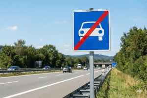 Das Ende einer Kraftfahrstraße weist dieses Schild aus.