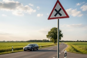 Vorfahrt gewähren: Ein Schild, das auf rechts vor links hinweist, ist das Gefahrenzeichen 102.