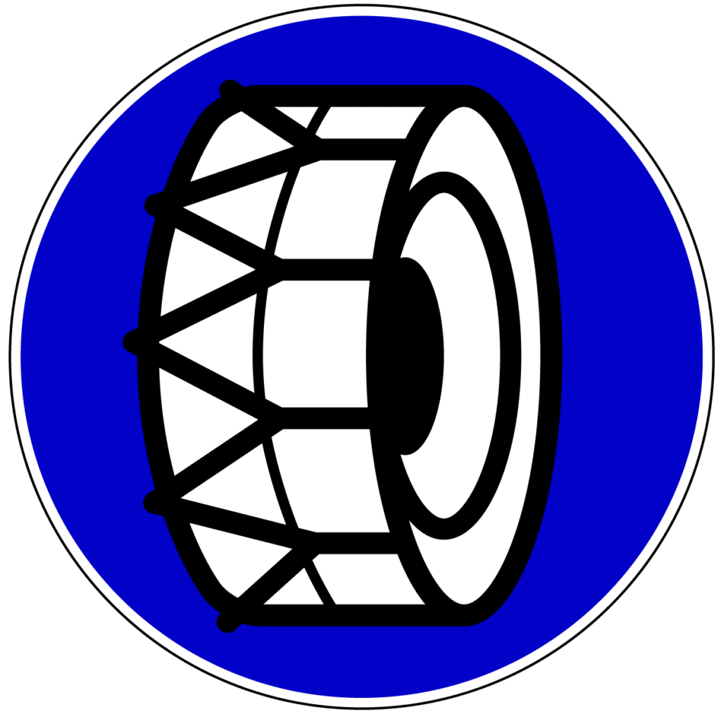 Verkehrszeichen 268: Schneeketten vorgeschrieben